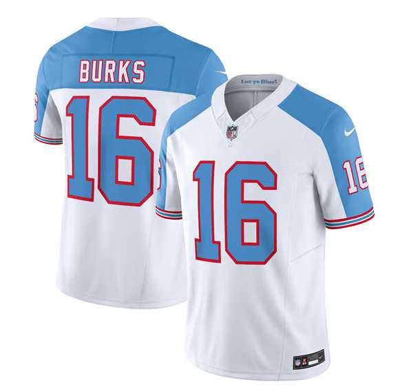 Men & Women & Youth Tennessee Titans #16 Treylon Burks White Blue 2023 F.U.S.E. Vapor Limited Throwback Jersey,We sell and wholesale Men & Women & Youth Tennessee Titans #16 Treylon Burks White Blue 2023 F.U.S.E. Vapor Limited Throwback Jersey on line form chian!